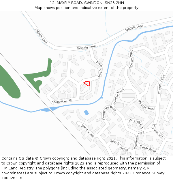 12, MAYFLY ROAD, SWINDON, SN25 2HN: Location map and indicative extent of plot