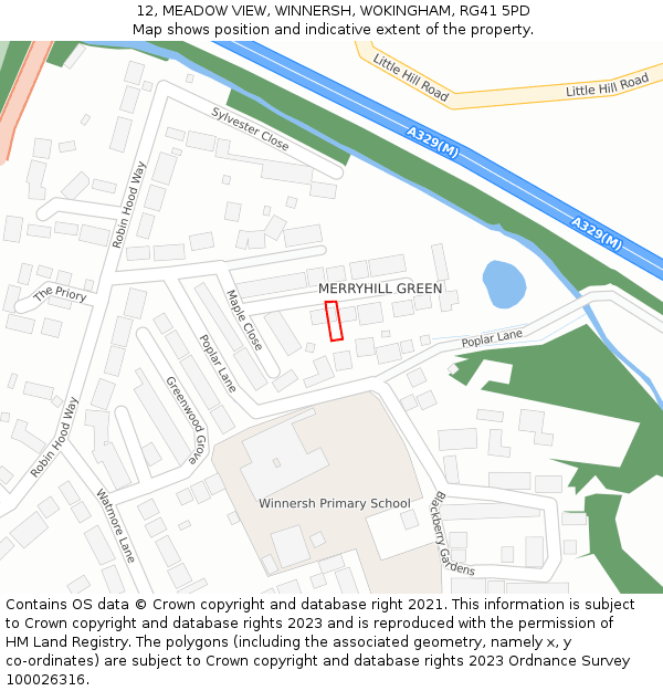 12, MEADOW VIEW, WINNERSH, WOKINGHAM, RG41 5PD: Location map and indicative extent of plot