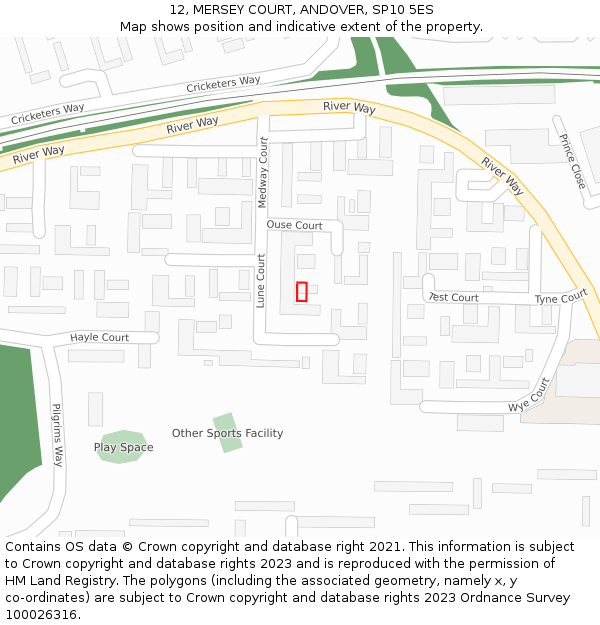12, MERSEY COURT, ANDOVER, SP10 5ES: Location map and indicative extent of plot
