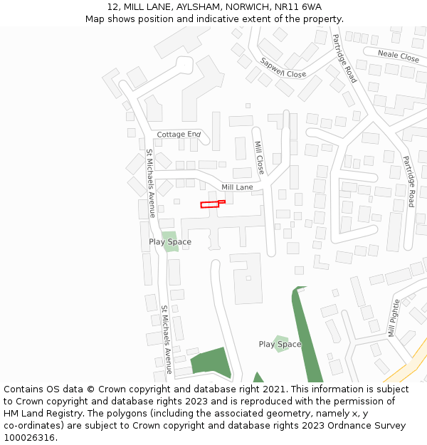 12, MILL LANE, AYLSHAM, NORWICH, NR11 6WA: Location map and indicative extent of plot