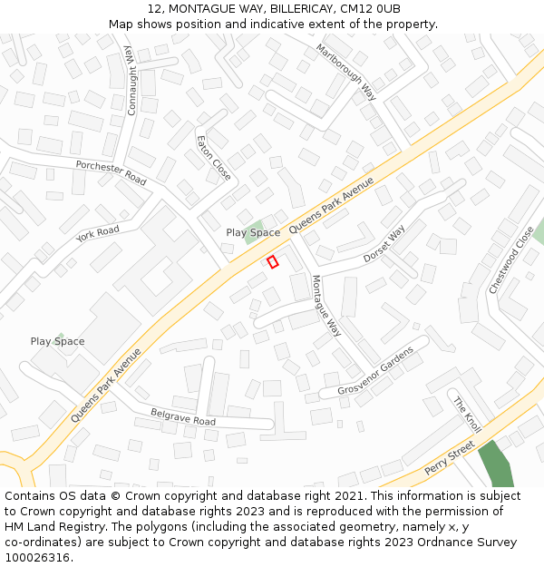 12, MONTAGUE WAY, BILLERICAY, CM12 0UB: Location map and indicative extent of plot