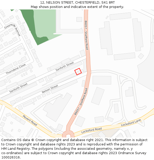12, NELSON STREET, CHESTERFIELD, S41 8RT: Location map and indicative extent of plot