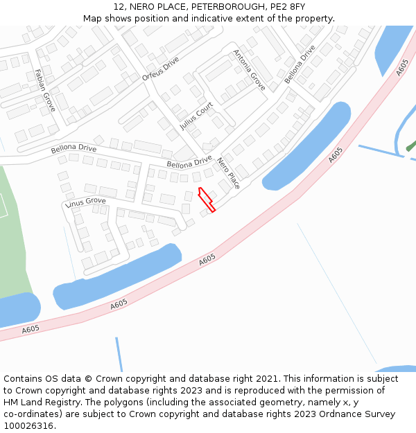 12, NERO PLACE, PETERBOROUGH, PE2 8FY: Location map and indicative extent of plot