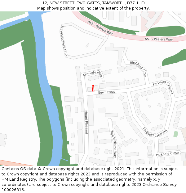 12, NEW STREET, TWO GATES, TAMWORTH, B77 1HD: Location map and indicative extent of plot