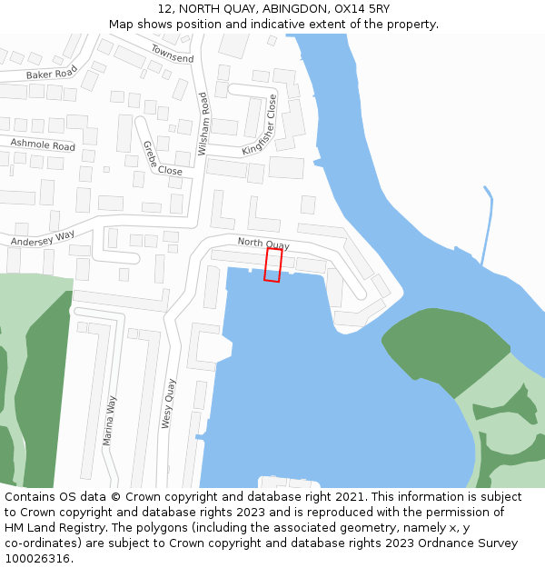 12, NORTH QUAY, ABINGDON, OX14 5RY: Location map and indicative extent of plot