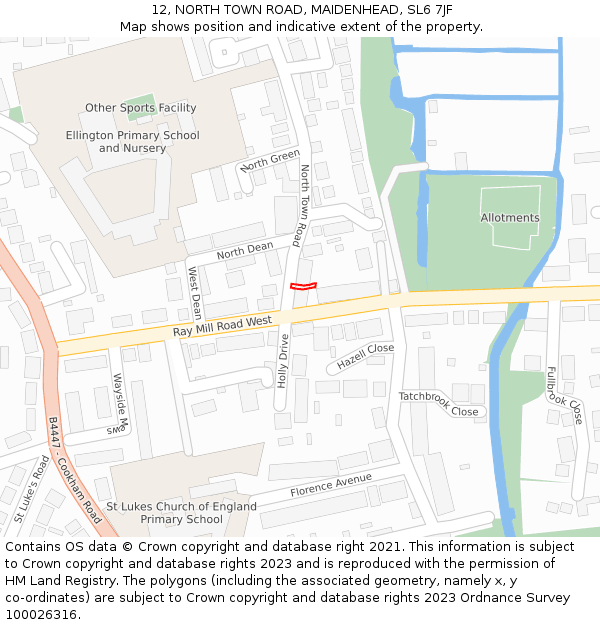 12, NORTH TOWN ROAD, MAIDENHEAD, SL6 7JF: Location map and indicative extent of plot