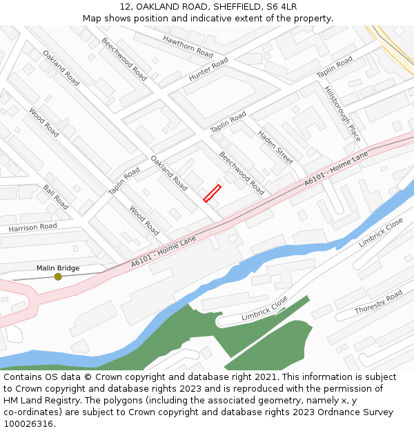 12, OAKLAND ROAD, SHEFFIELD, S6 4LR: Location map and indicative extent of plot