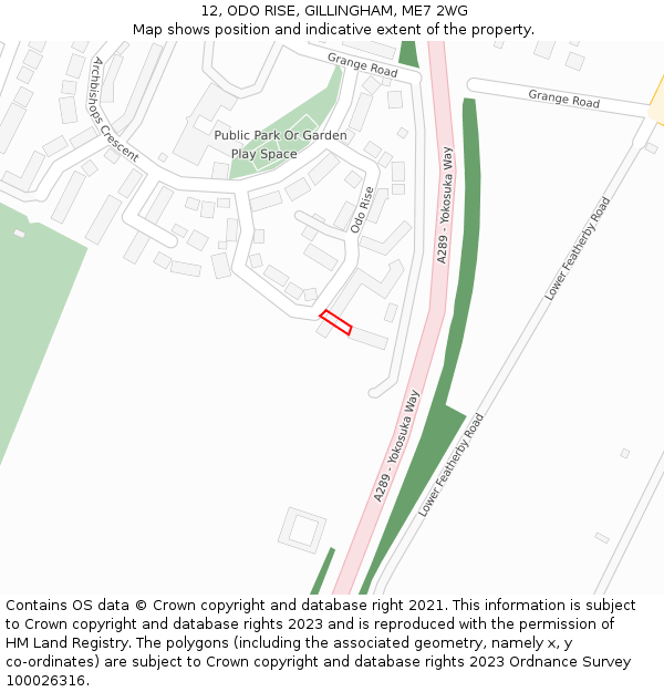 12, ODO RISE, GILLINGHAM, ME7 2WG: Location map and indicative extent of plot
