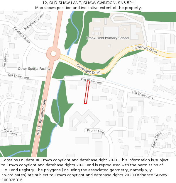 12, OLD SHAW LANE, SHAW, SWINDON, SN5 5PH: Location map and indicative extent of plot