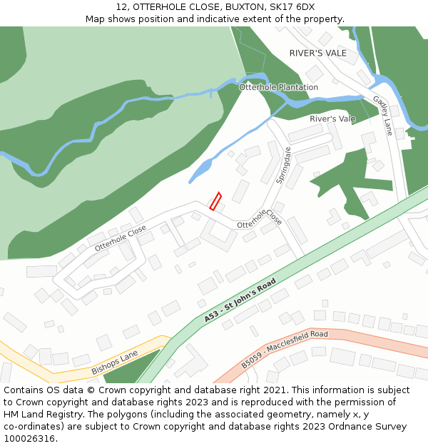12, OTTERHOLE CLOSE, BUXTON, SK17 6DX: Location map and indicative extent of plot