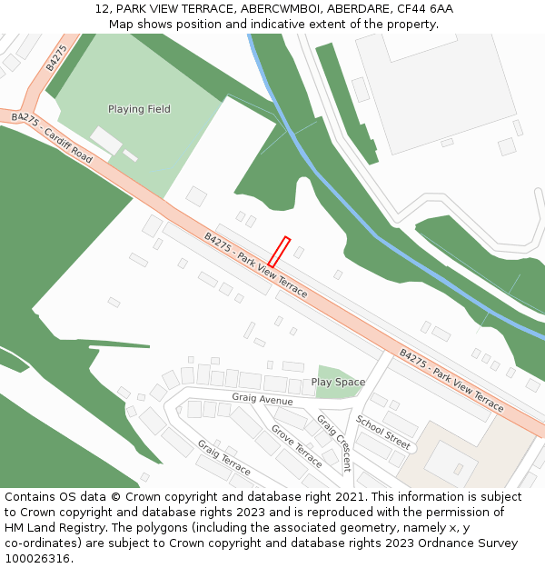 12, PARK VIEW TERRACE, ABERCWMBOI, ABERDARE, CF44 6AA: Location map and indicative extent of plot