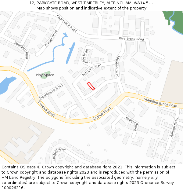 12, PARKGATE ROAD, WEST TIMPERLEY, ALTRINCHAM, WA14 5UU: Location map and indicative extent of plot