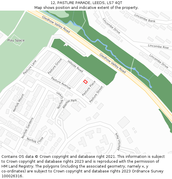 12, PASTURE PARADE, LEEDS, LS7 4QT: Location map and indicative extent of plot