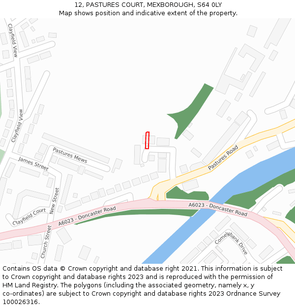 12, PASTURES COURT, MEXBOROUGH, S64 0LY: Location map and indicative extent of plot