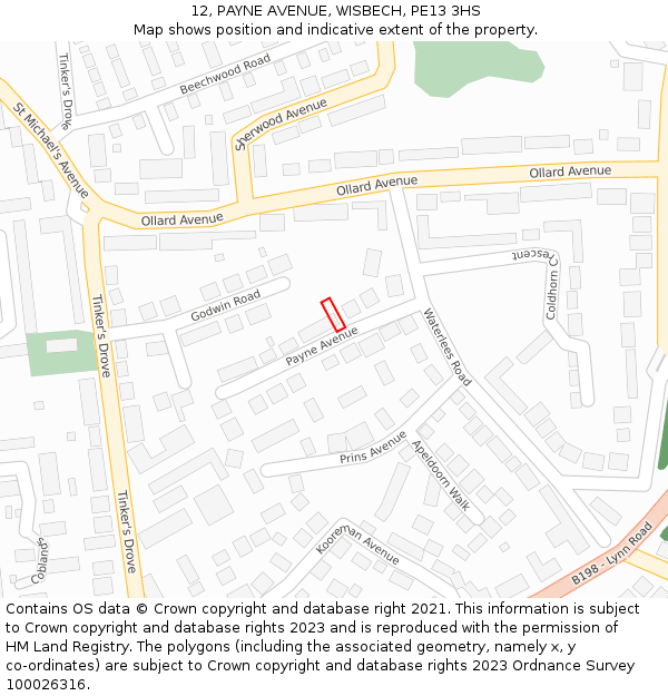 12, PAYNE AVENUE, WISBECH, PE13 3HS: Location map and indicative extent of plot