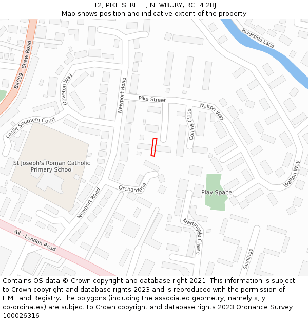 12, PIKE STREET, NEWBURY, RG14 2BJ: Location map and indicative extent of plot