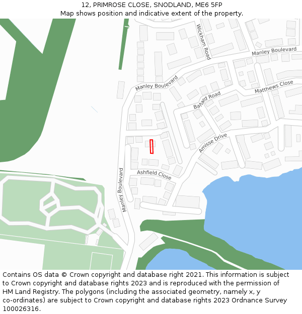 12, PRIMROSE CLOSE, SNODLAND, ME6 5FP: Location map and indicative extent of plot
