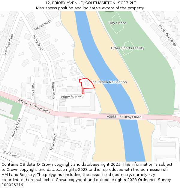 12, PRIORY AVENUE, SOUTHAMPTON, SO17 2LT: Location map and indicative extent of plot