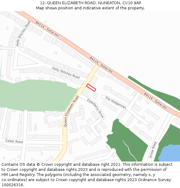 12, QUEEN ELIZABETH ROAD, NUNEATON, CV10 9AP: Location map and indicative extent of plot