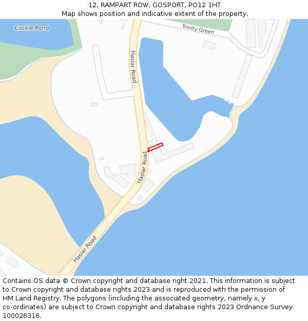 12, RAMPART ROW, GOSPORT, PO12 1HT: Location map and indicative extent of plot
