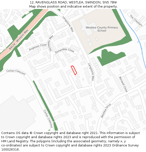 12, RAVENGLASS ROAD, WESTLEA, SWINDON, SN5 7BW: Location map and indicative extent of plot