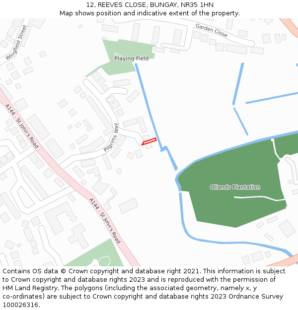 12, REEVES CLOSE, BUNGAY, NR35 1HN: Location map and indicative extent of plot