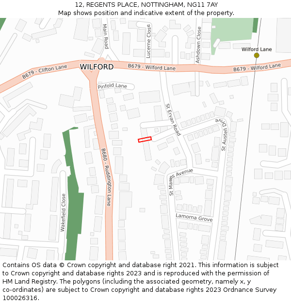 12, REGENTS PLACE, NOTTINGHAM, NG11 7AY: Location map and indicative extent of plot