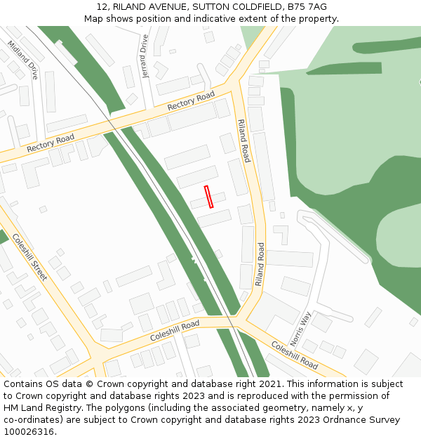 12, RILAND AVENUE, SUTTON COLDFIELD, B75 7AG: Location map and indicative extent of plot