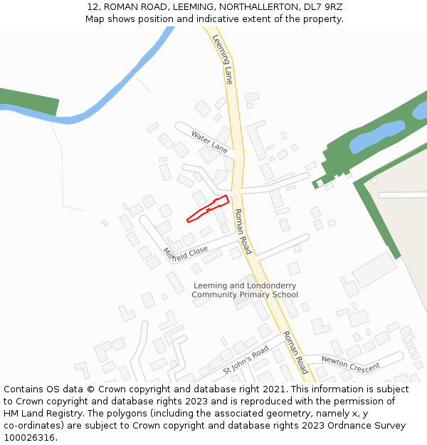 12, ROMAN ROAD, LEEMING, NORTHALLERTON, DL7 9RZ: Location map and indicative extent of plot