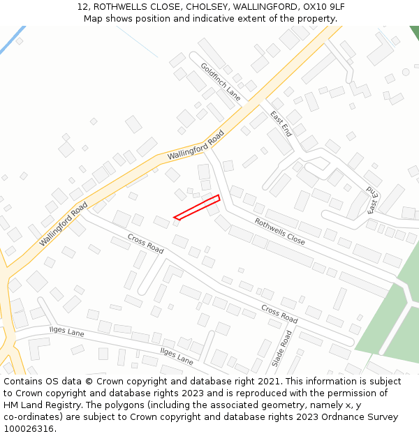12, ROTHWELLS CLOSE, CHOLSEY, WALLINGFORD, OX10 9LF: Location map and indicative extent of plot