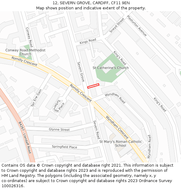 12, SEVERN GROVE, CARDIFF, CF11 9EN: Location map and indicative extent of plot