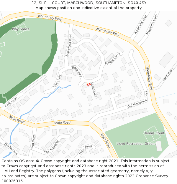12, SHELL COURT, MARCHWOOD, SOUTHAMPTON, SO40 4SY: Location map and indicative extent of plot