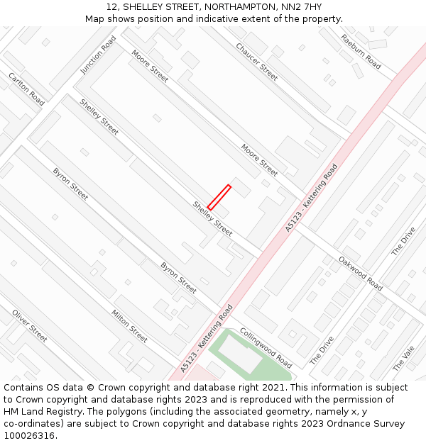 12, SHELLEY STREET, NORTHAMPTON, NN2 7HY: Location map and indicative extent of plot