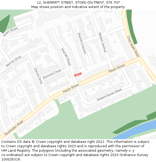 12, SHERRATT STREET, STOKE-ON-TRENT, ST6 7NT: Location map and indicative extent of plot
