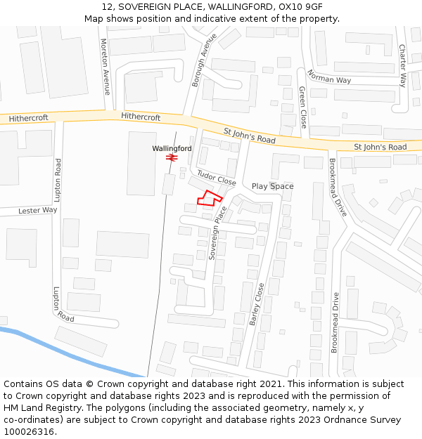 12, SOVEREIGN PLACE, WALLINGFORD, OX10 9GF: Location map and indicative extent of plot