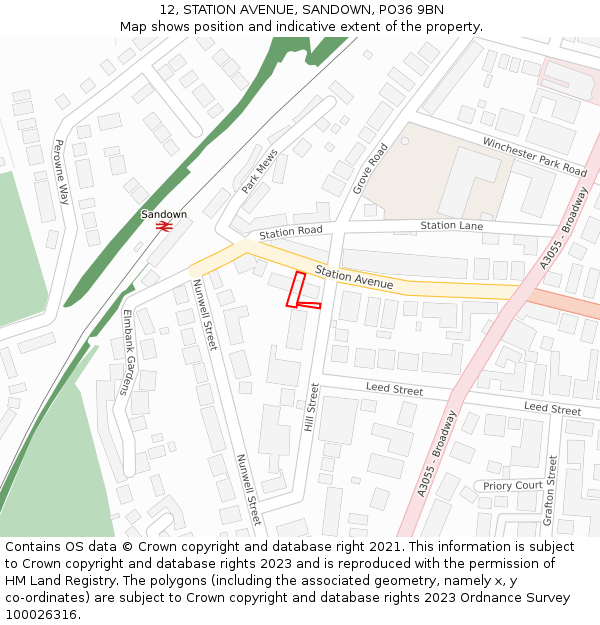 12, STATION AVENUE, SANDOWN, PO36 9BN: Location map and indicative extent of plot