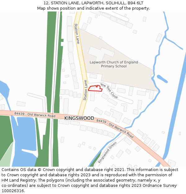 12, STATION LANE, LAPWORTH, SOLIHULL, B94 6LT: Location map and indicative extent of plot