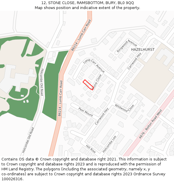 12, STONE CLOSE, RAMSBOTTOM, BURY, BL0 9QQ: Location map and indicative extent of plot