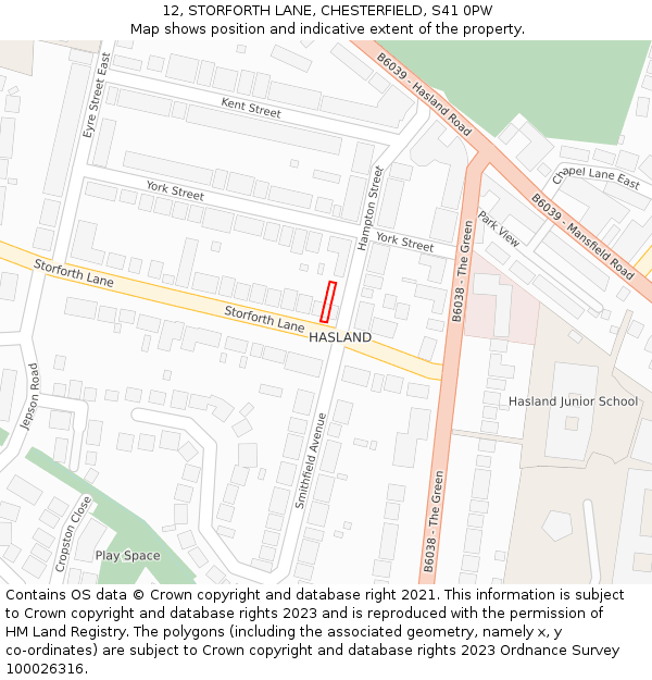 12, STORFORTH LANE, CHESTERFIELD, S41 0PW: Location map and indicative extent of plot