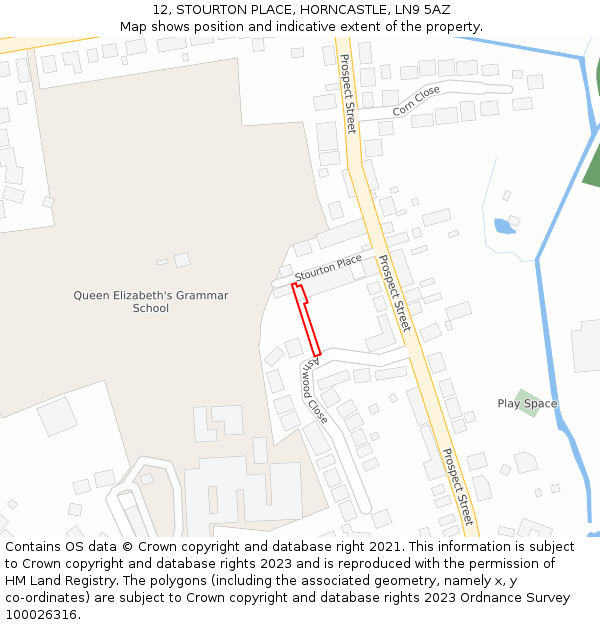12, STOURTON PLACE, HORNCASTLE, LN9 5AZ: Location map and indicative extent of plot