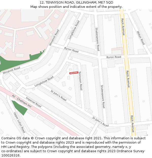 12, TENNYSON ROAD, GILLINGHAM, ME7 5QD: Location map and indicative extent of plot