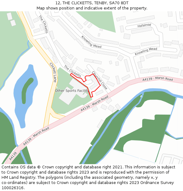 12, THE CLICKETTS, TENBY, SA70 8DT: Location map and indicative extent of plot