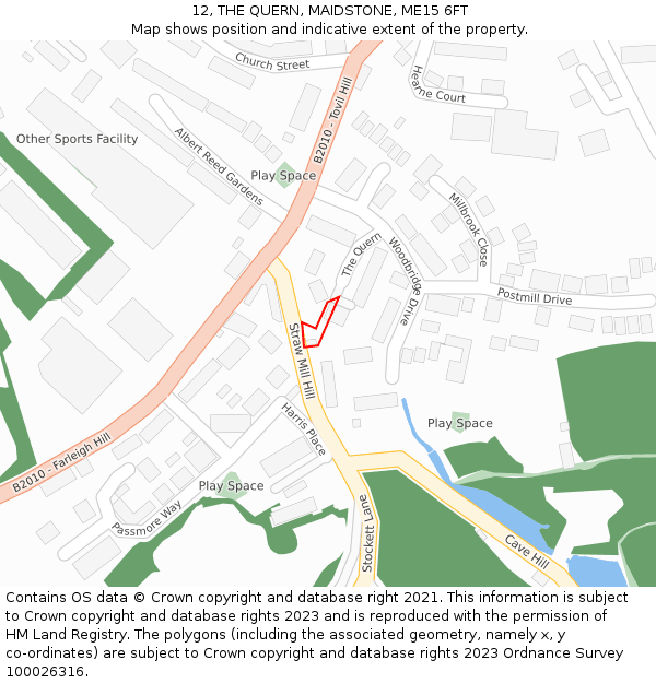 12, THE QUERN, MAIDSTONE, ME15 6FT: Location map and indicative extent of plot