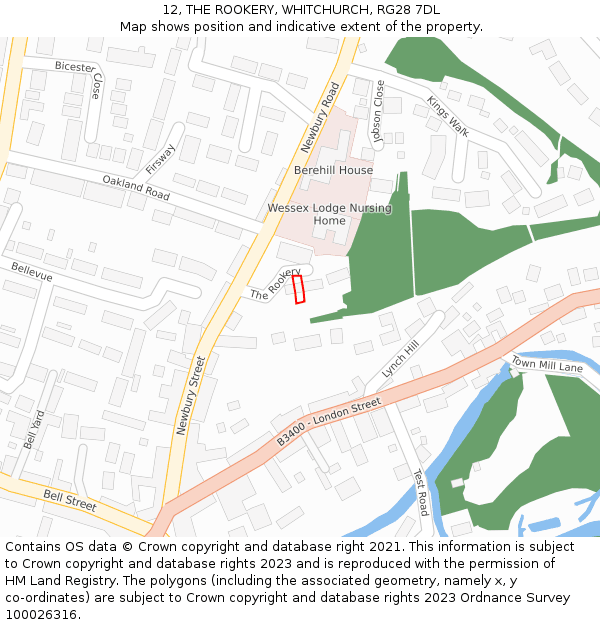 12, THE ROOKERY, WHITCHURCH, RG28 7DL: Location map and indicative extent of plot