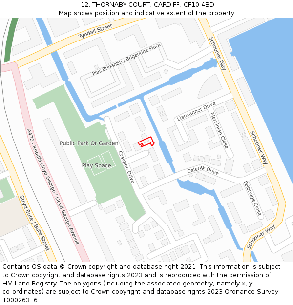 12, THORNABY COURT, CARDIFF, CF10 4BD: Location map and indicative extent of plot
