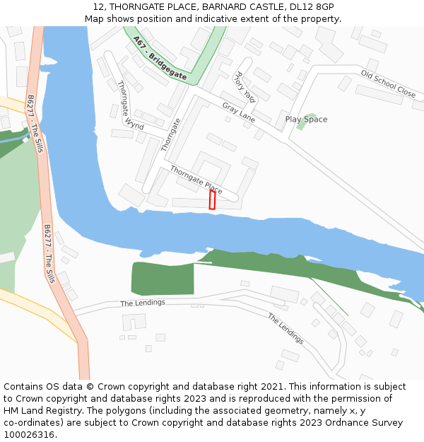 12, THORNGATE PLACE, BARNARD CASTLE, DL12 8GP: Location map and indicative extent of plot