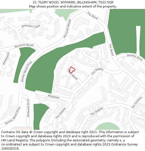12, TILERY WOOD, WYNYARD, BILLINGHAM, TS22 5QR: Location map and indicative extent of plot