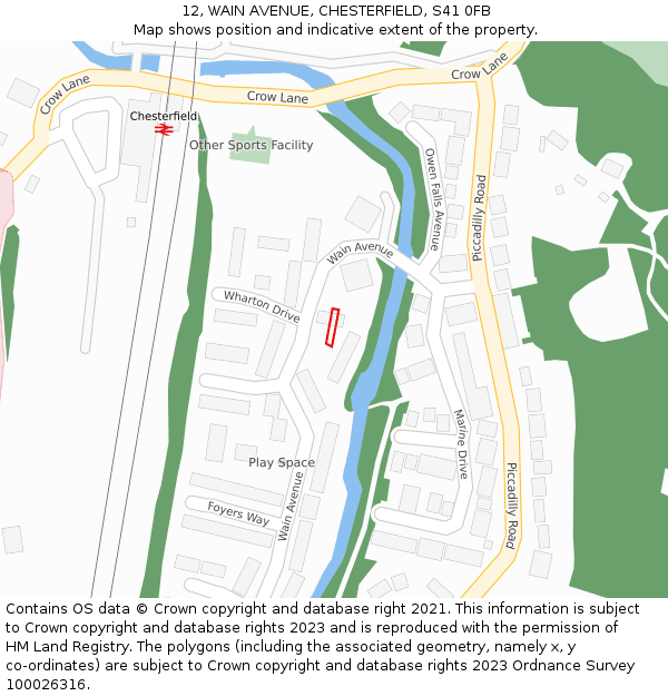 12, WAIN AVENUE, CHESTERFIELD, S41 0FB: Location map and indicative extent of plot