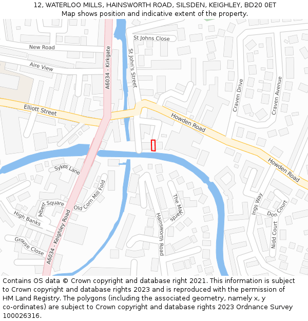 12, WATERLOO MILLS, HAINSWORTH ROAD, SILSDEN, KEIGHLEY, BD20 0ET: Location map and indicative extent of plot