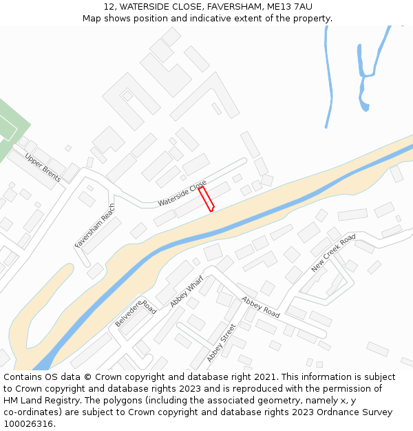 12, WATERSIDE CLOSE, FAVERSHAM, ME13 7AU: Location map and indicative extent of plot